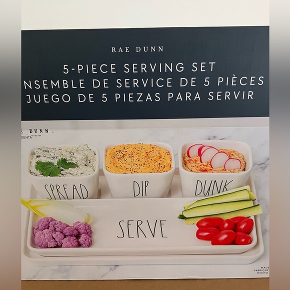 Rae Dunn 5 Piece Serving Set | Spread + Dip + Dunk + Serve | NEW Farmhouse Dip - Picture 8 of 15